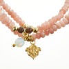 Mala Armband dreifach auf Elastikband mit Perlen aus vergoldetem 925 Sterlingssilber und Jade (rosé)