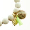 Mala Armband auf Elastikband mit Perlen aus vergoldetem 925 Sterlingsilber, natürlichem Fossil, Pompom und Quaste