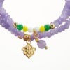 Mala Armband dreifach auf Elastikband mit Perlen aus vergoldetem 925 Sterlingssilber und Jade (flieder)