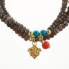 Mala Armband dreifach auf Elastikband mit Perlen aus vergoldetem 925 Sterlingssilber und Jade (braun)