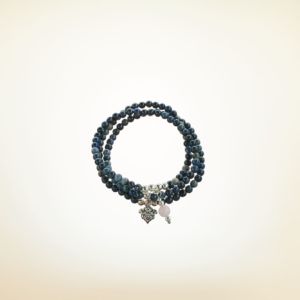 Mala Armband dreifach auf Elastikband mit Perlen aus 925 Sterlingssilber und Sodalith