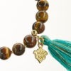 Mala Armband auf Elastikband mit Perlen aus vergoldetem 925 Sterlingsilber,Tigerauge und Quaste