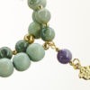 Mala Armband zweifach auf Elastikband mit Perlen aus vergoldetem 925 Sterlingsilber, Achat, Holz (mintgrün) und Amethyst