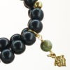 Mala Armband zweifach auf Elastikband mit Perlen aus vergoldetem 925 Sterlingsilber, Holz (schwarz) und Silber Jaspis