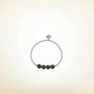 Pure Jewels Armband auf Elastikband mit Perlen aus 925 Sterlingsilber und Granat