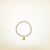 Pure Jewels Armband auf Elastikband mit Perlen aus vergoldetem 925 Sterlingsilber und samsara Logo Anhänger