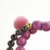 Mala Armband zweifach auf Elastikband mit Perlen aus vergoldetem 925 Sterlingsilber, Grant, Achat, Holz (rouge) und Pompom