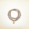 Mala Armband zweifach auf Elastikband mit Perlen aus vergoldetem 925 Sterlingsilber und Achat