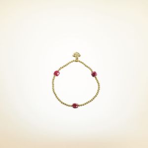 Pure Jewels Armband auf Elastikband mit Perlen aus vergoldetem 925 Sterlingsilber und facettierten Kissen aus Achat