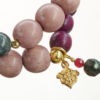 Mala Armband zweifach auf Elastikband mit Perlen aus vergoldetem 925 Sterlingsilber, Holz (berry und sand) und Labradorit