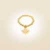 Ring auf Elastikband mit Perlen aus vergoldetem 925 Sterlingsilber und samsara-Anhänger