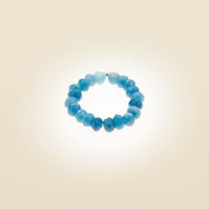 Ring auf Elastikband mit Perlen aus 925 Sterlingsilber und facettierter Jade (blau)