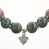Mala Armband auf Elastikband mit Perlen aus 925 Sterlingssilber, Holz (rotbraun) und Labradorit
