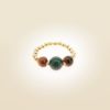 Ring auf Elastikband mit Perlen aus 925 vergoldetem Sterlingsilber, Chrysokoll und Tigerauge